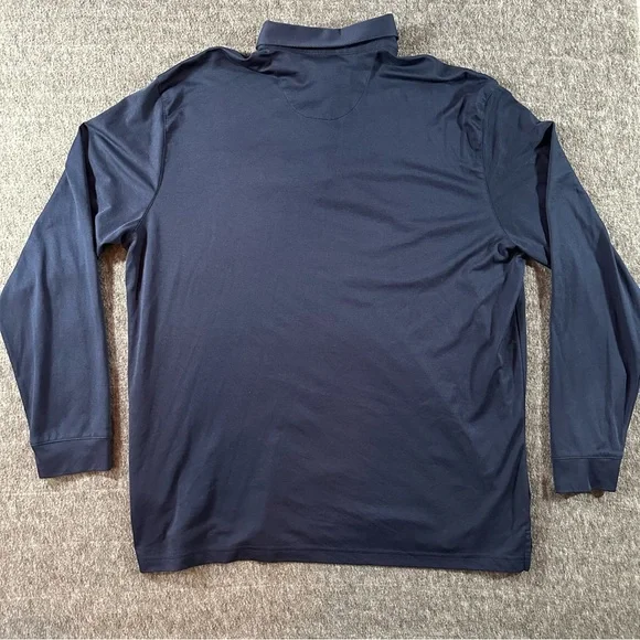 Greg Norman XL Tall Long Sleeve Navy Blue Performance Polo Shark Logo Golf - Picture 6 of 6